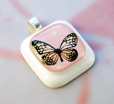 Pink Delightful Butterfly Resin Pendant